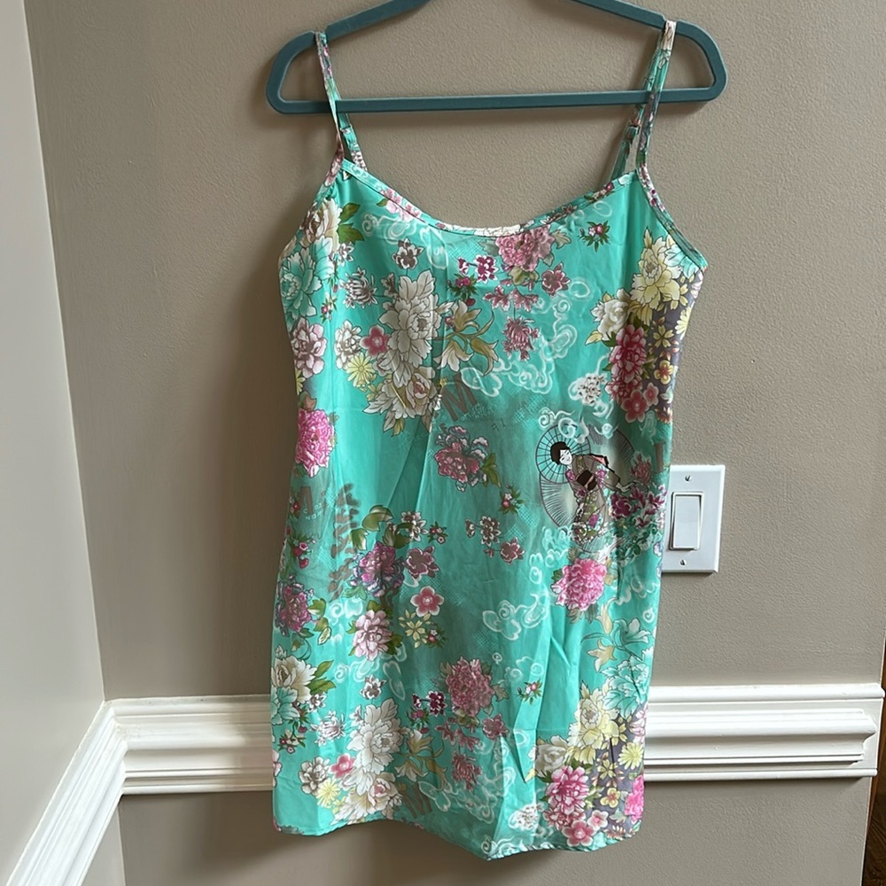 Josie Natori Green Satin Nightgown Size Medium